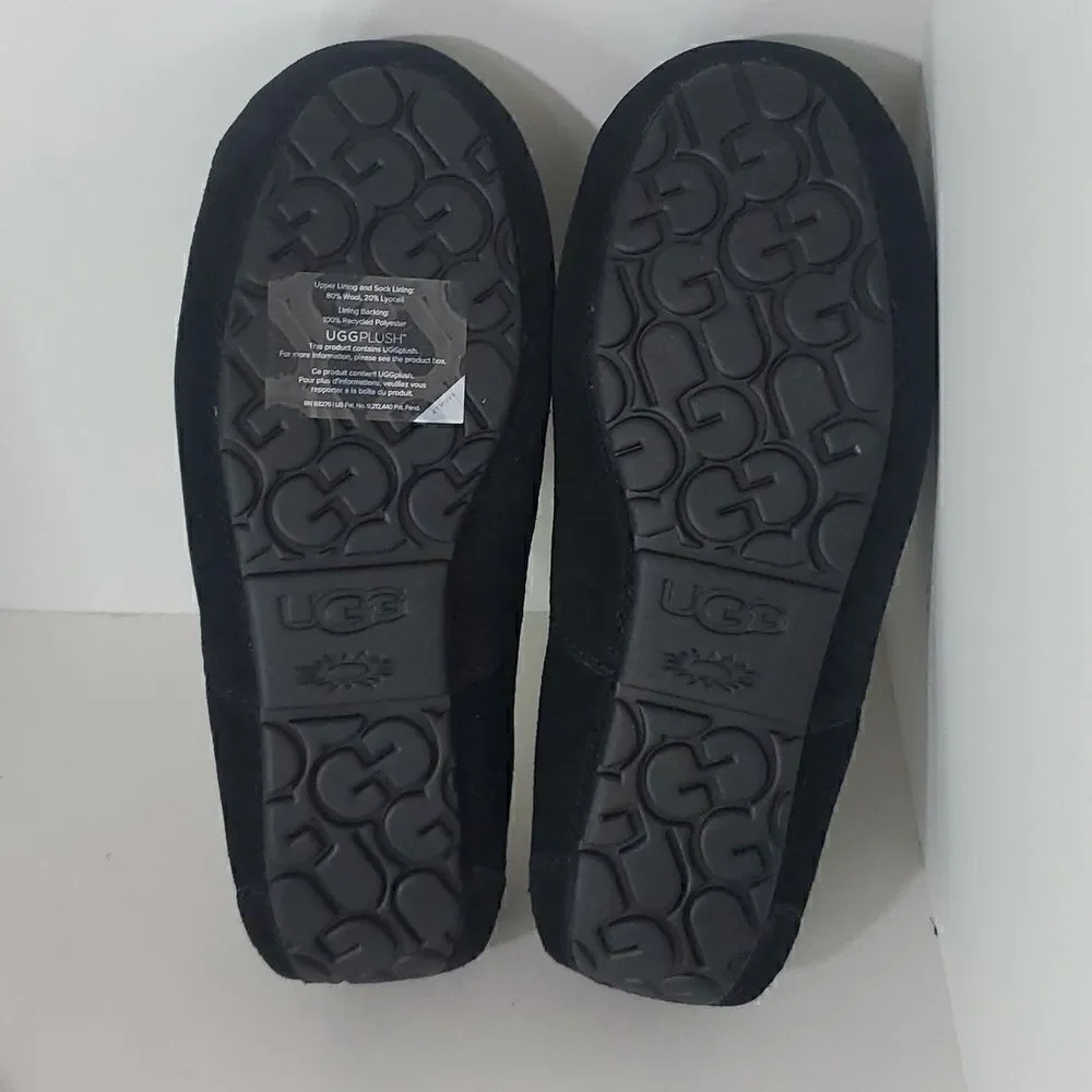 UGG Ascot Slipper Black Suede Wool Comfort Loafer Men's US 8 NIB